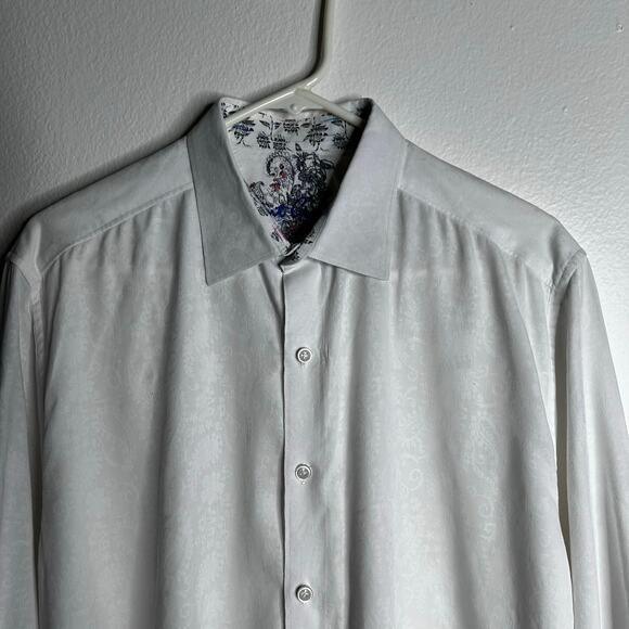 Robert Graham Paisley Contrast Cuff Classic Fit Button Front White Shirt Sz XL - Picture 2 of 11